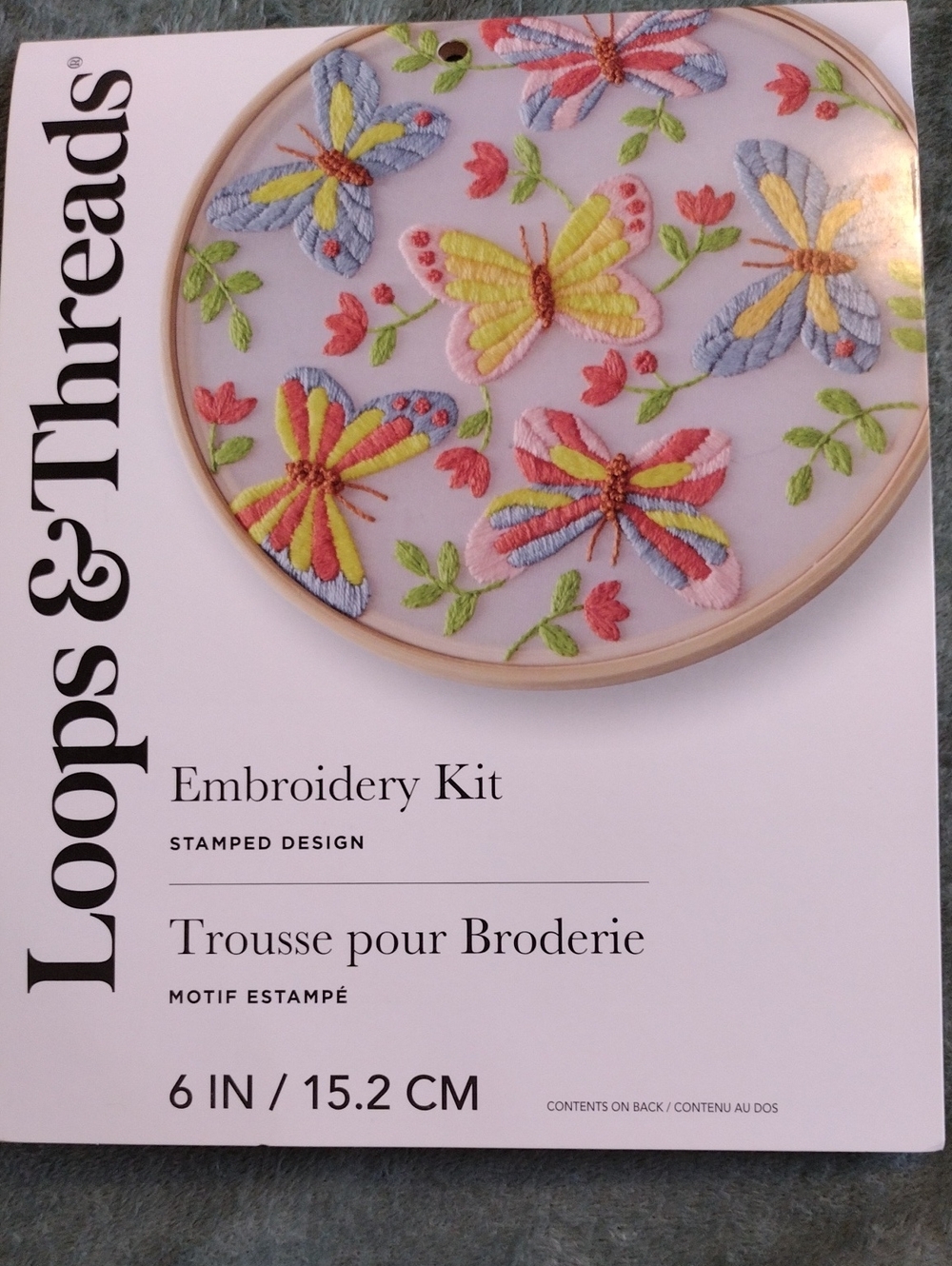 Loops & Threads Embroidery Kit - Butterfly Design in Pastel Colors